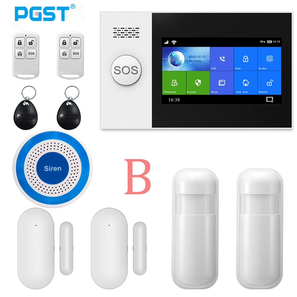 PGST Wireless Home WIFI GSM Security Alarm System Burglar Home Security With PIR Motion Sensor Detector Burglar Alarm System