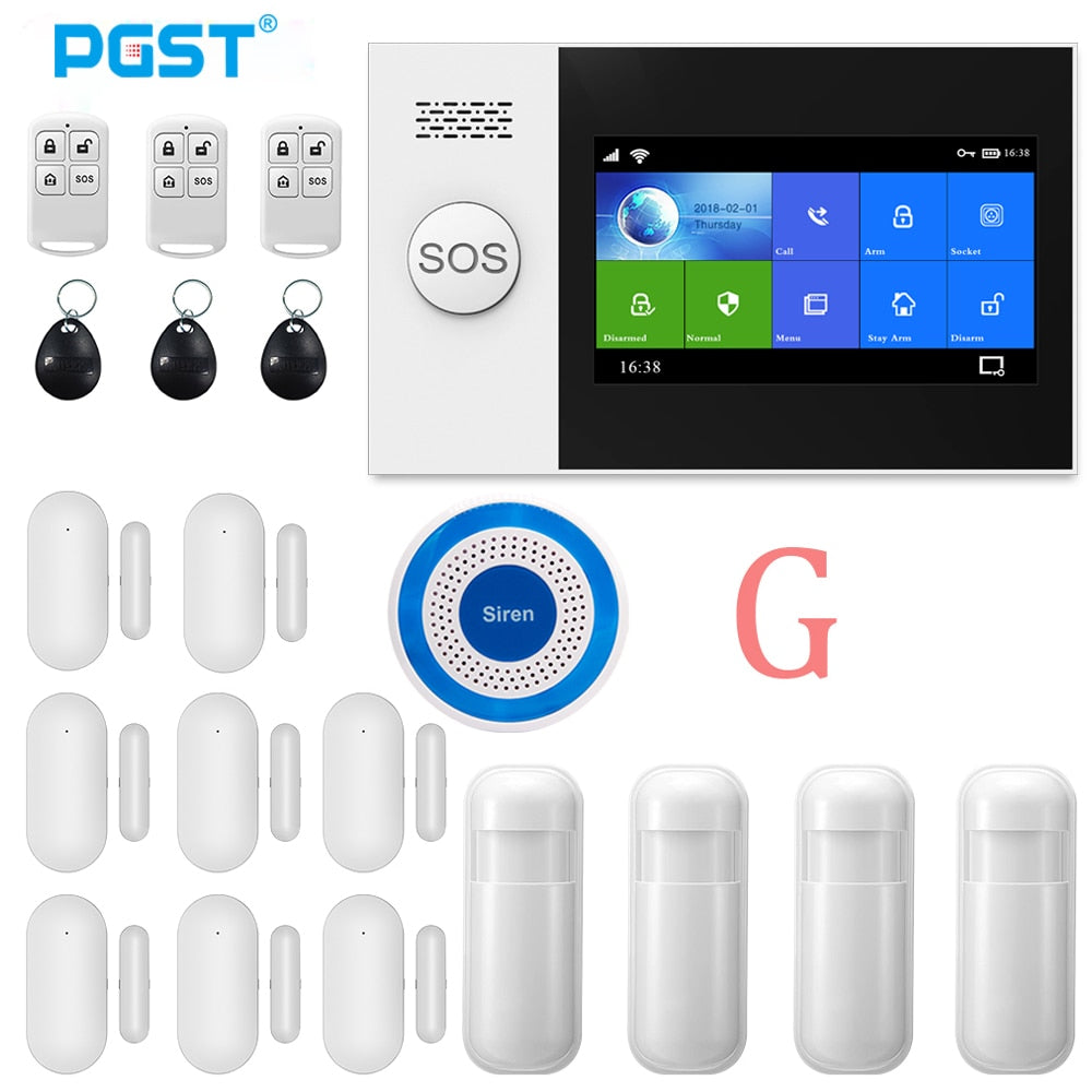 PGST Wireless Home WIFI GSM Security Alarm System Burglar Home Security With PIR Motion Sensor Detector Burglar Alarm System