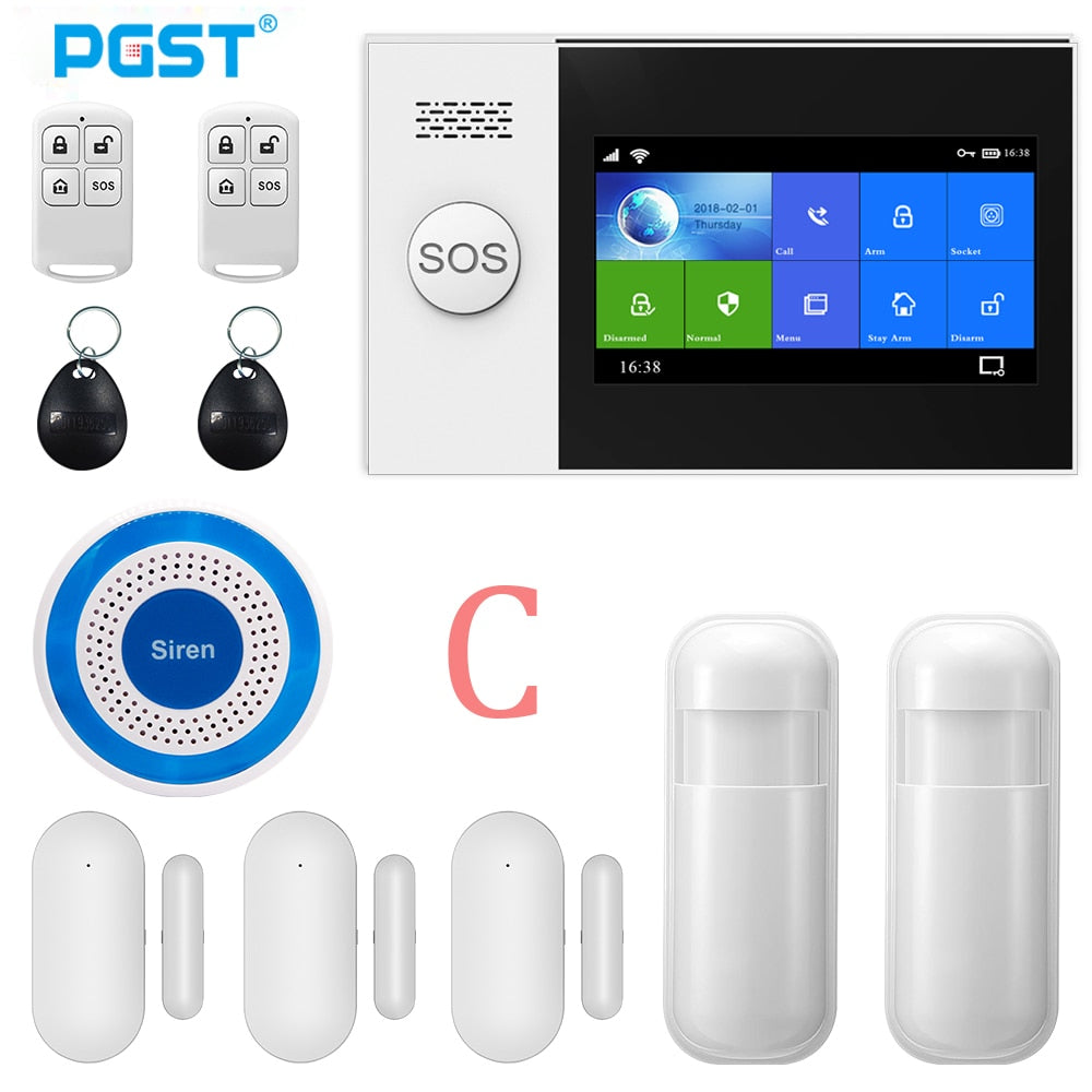 PGST Wireless Home WIFI GSM Security Alarm System Burglar Home Security With PIR Motion Sensor Detector Burglar Alarm System