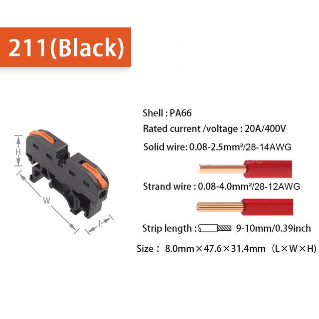 Din Rail Wire Connector Terminal Block Quick Wiring Compact Splicing 211 Quick Cable Connector Terminal Block