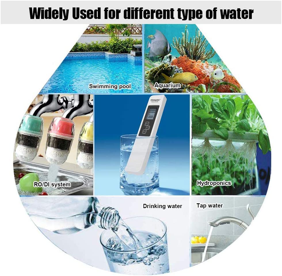 Digital Water Quality Tester TDS EC Meter Range 0-9990 Multifunctional Water Purity Temperature Meter TEMP PPM Tester