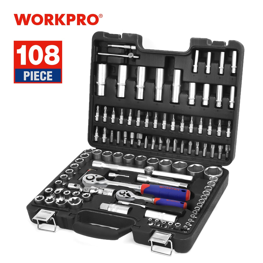 WORKPRO 24PCS Tool Set Wrench Socket Set 3/8&quot; Ratchet Wrench Socket Spanner 14-64pcs