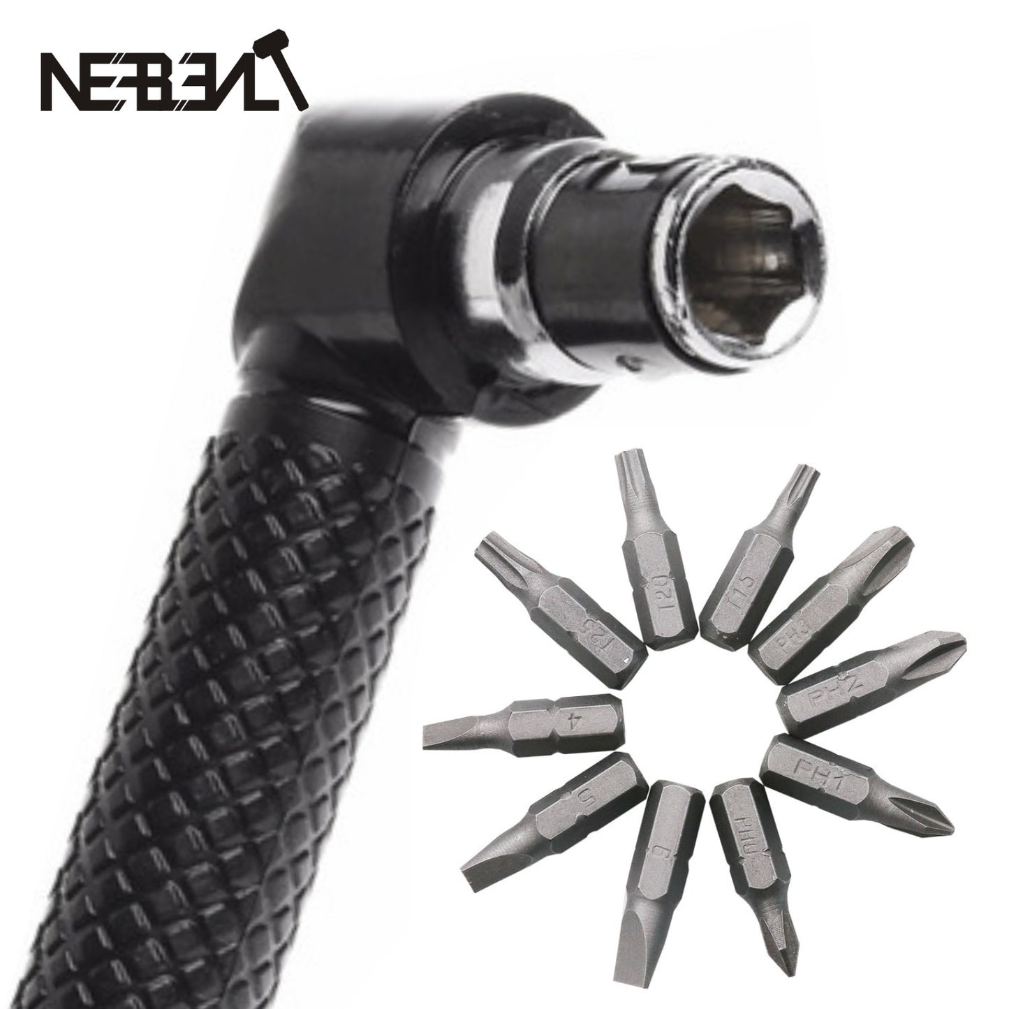 Dual Head L-shaped Mini Socket Wrench 105 degrees 1/4" Extension Hex Drill Bit Key Utility Tool And Screwdriver Bit Drill Set