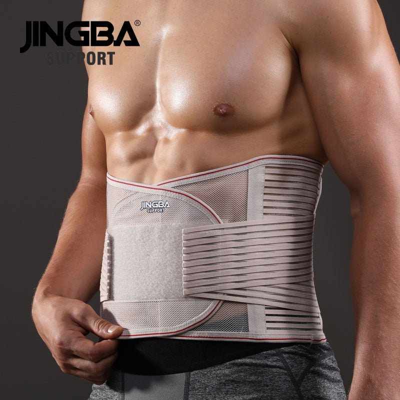 JINGBA SUPPORT Men Waist Trainer Support Sauna Suit Modeling Body Shaper Belt Weight Loss Cincher Slim Faja Gym Workout Corset