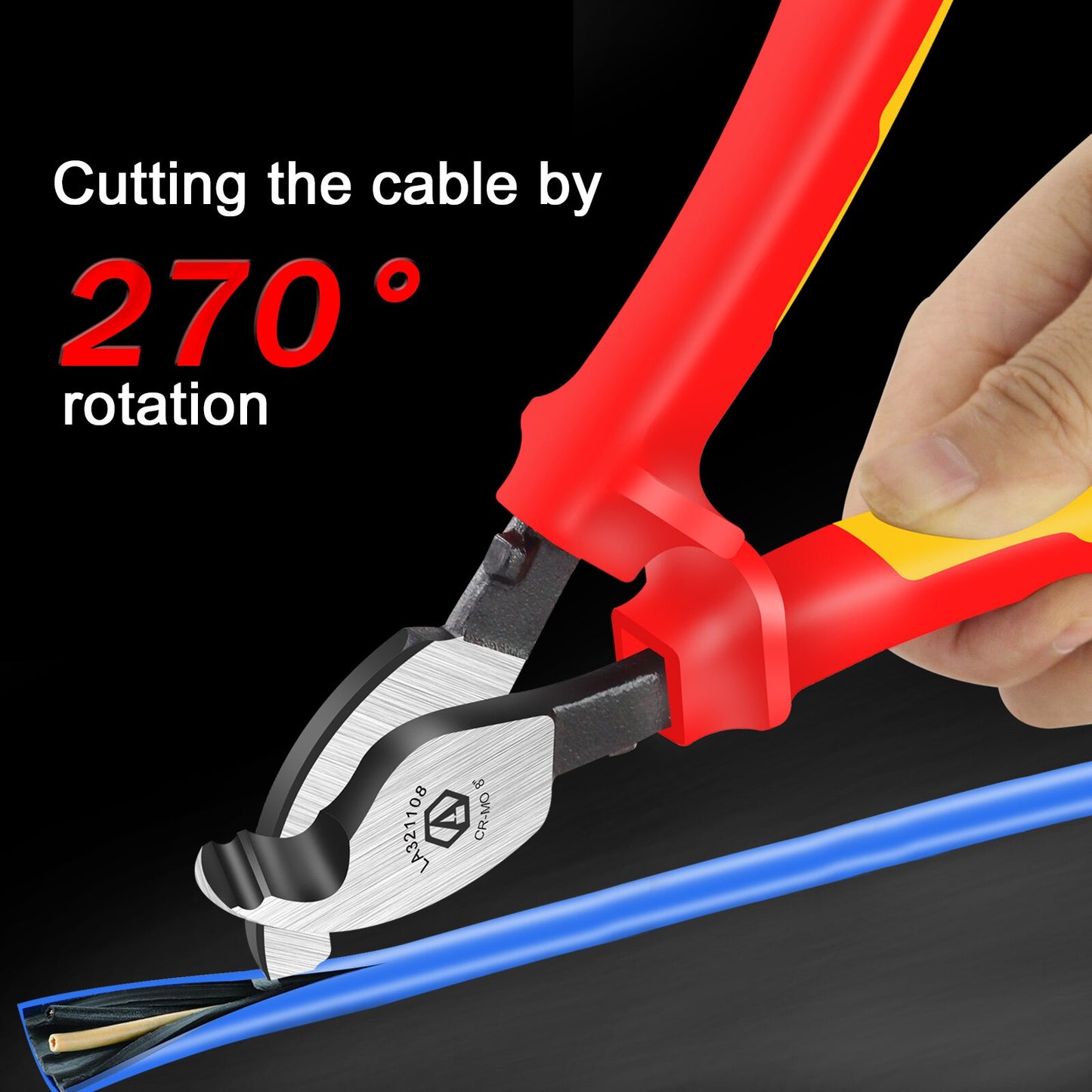 LAOA VDE Insulated Cable Cutter Wire Stripper Electrician Shears Pliers Scissors 1000V German Certification Cr-Mo Cutting Tools