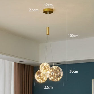 Creative Chandelier Circle Lights Clear Glass Ball Ceiling Hanging Lamp Romantic Star Living Room Decor Led Lighting Gold