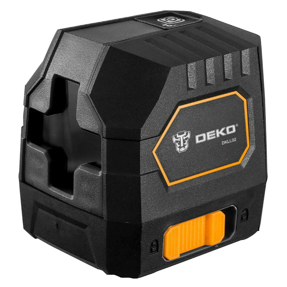 DEKO DKLL02G/R Mini Style Self-Leveling Laser Level Cross Line Laser With Red Light Source &amp; Adjustable Mounting Clamp