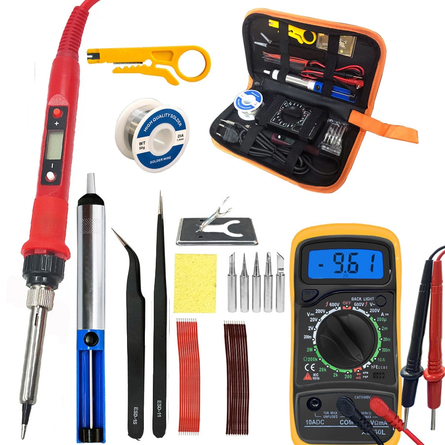 80W Digital Electric Soldering Iron 220V 110V Temperature  Adjustable LCD display Solder welding iron tool kit  Tips 60W/80W