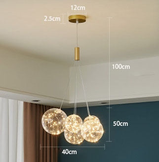 Creative Chandelier Circle Lights Clear Glass Ball Ceiling Hanging Lamp Romantic Star Living Room Decor Led Lighting Gold